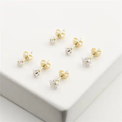 Conjunto de Brincos Folheado a Ouro Branco