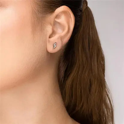 Brinco Feminino de Raio Pequeno com Crystais /3.7mm
